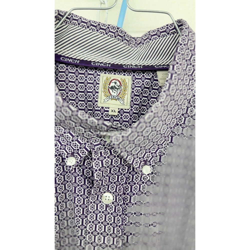 Cinch Mens Western Shirt X-Large Purple Geometric Print Long Sleeve Button Down